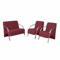 Conjunto Poltronas Vênus Braços Alumínio Suede Bordô