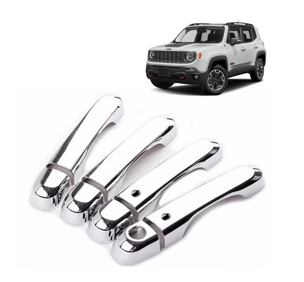 Aplique Cromado Maçaneta Com Keyless Jeep Renegade 2015 à 2022 4 Portas