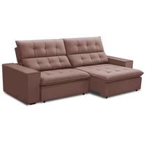 Sofá Retrátil Reclinável Para Sala 3 Lugares 250cm Vincent F04 Veludo Rosê - Lyam Decor