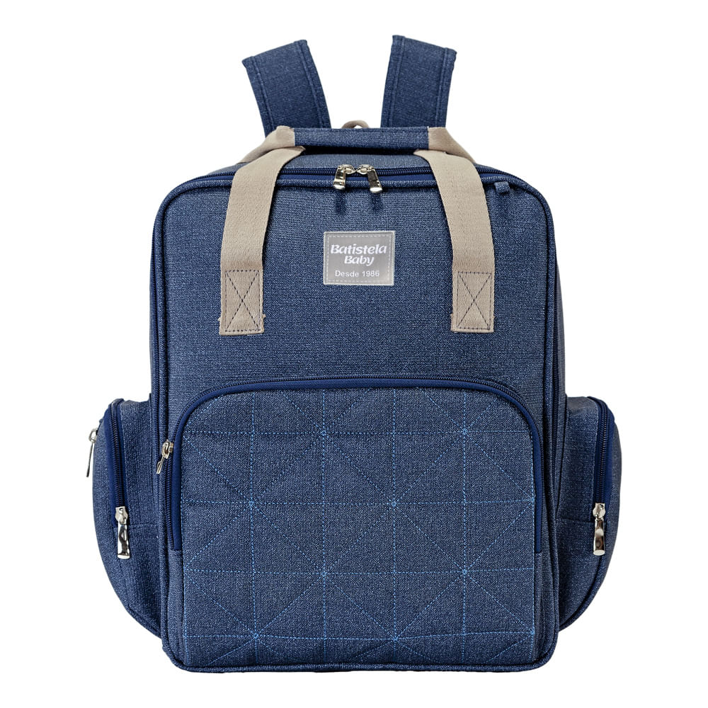 Mochila Maternidade Azul Bolso Frontal Térmico - Batistela