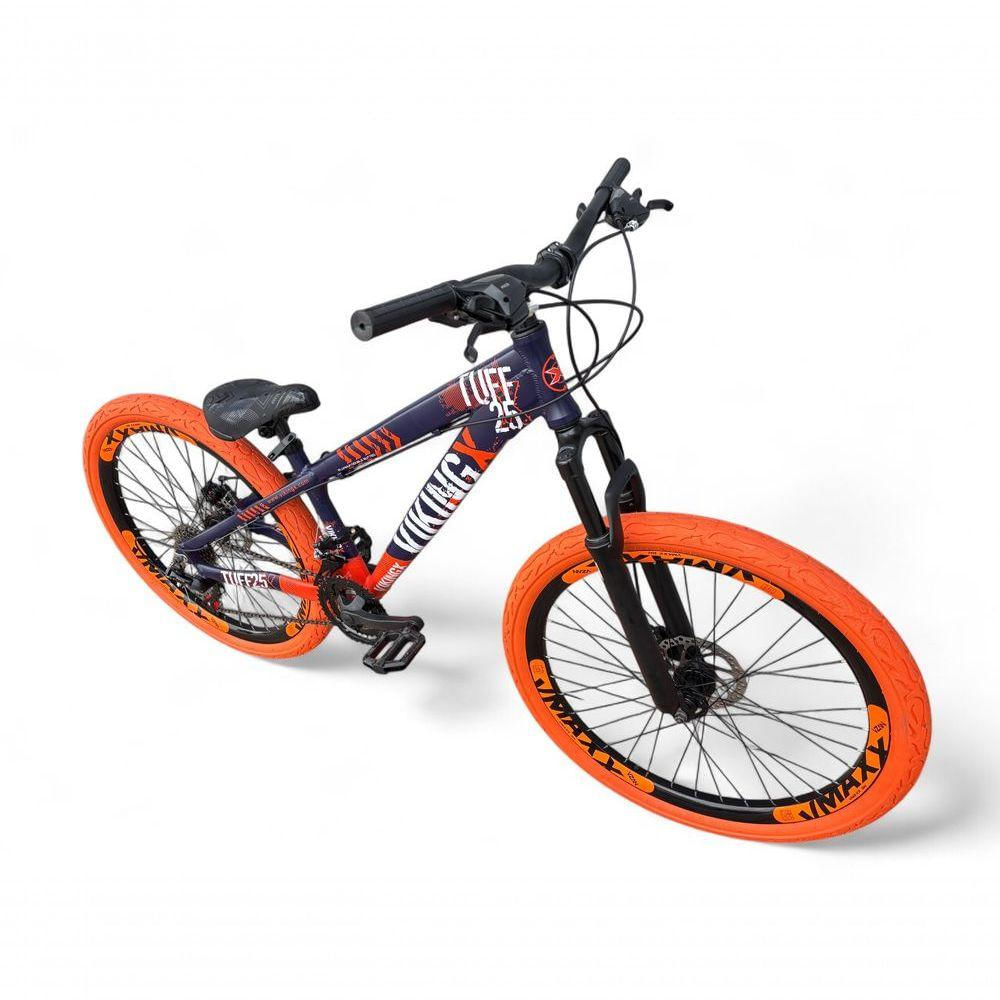 Bicicleta Aro 26 VikingX Tuff X25 21v Freio a Disco Roxo-laranja