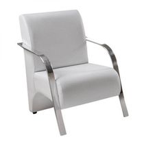 Poltrona Decorativa 1 Lugar Sevilha Braço Pé Alumínio Branco
