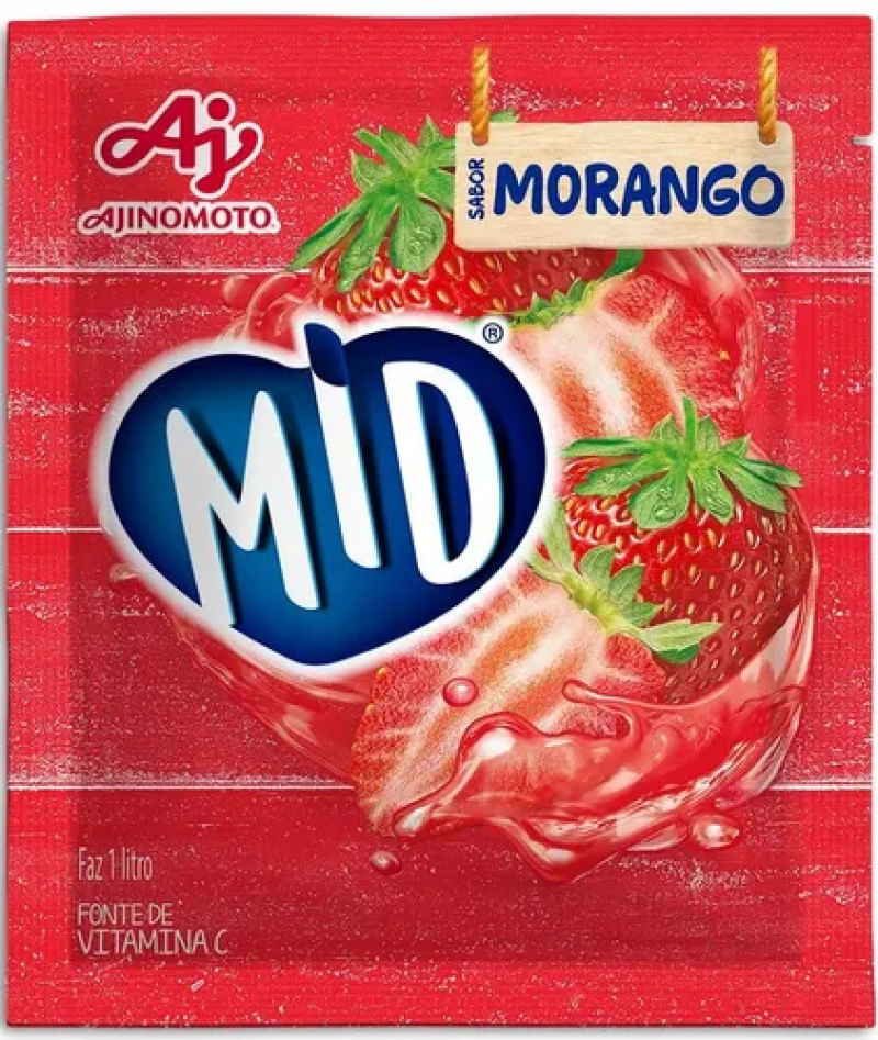 MID Suco em Pó Sabor Morango 20 gramas