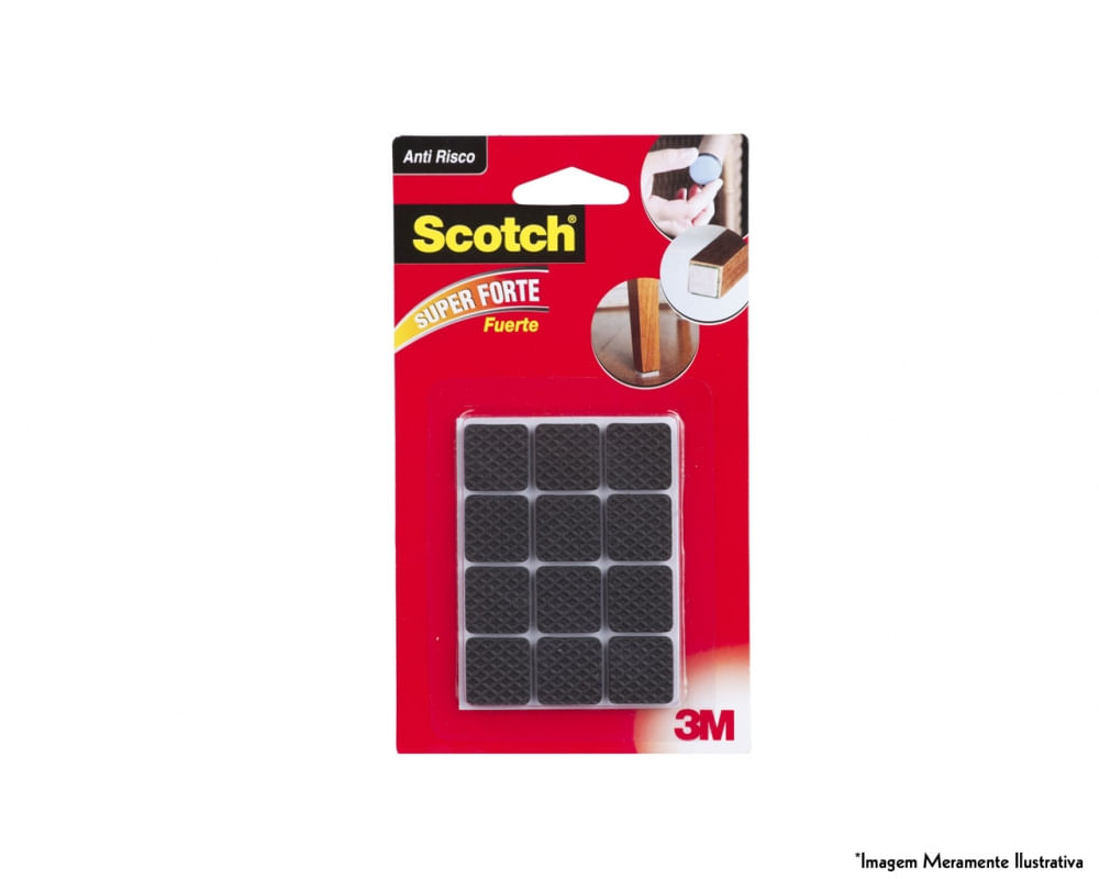 Feltro 3M Anti-Risco Quadrado Preto B M 12Pcs Blister