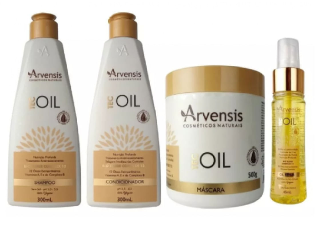 Kit Arvensis Tec Oil Shampoo + Condicionador + Máscara + Finalizador