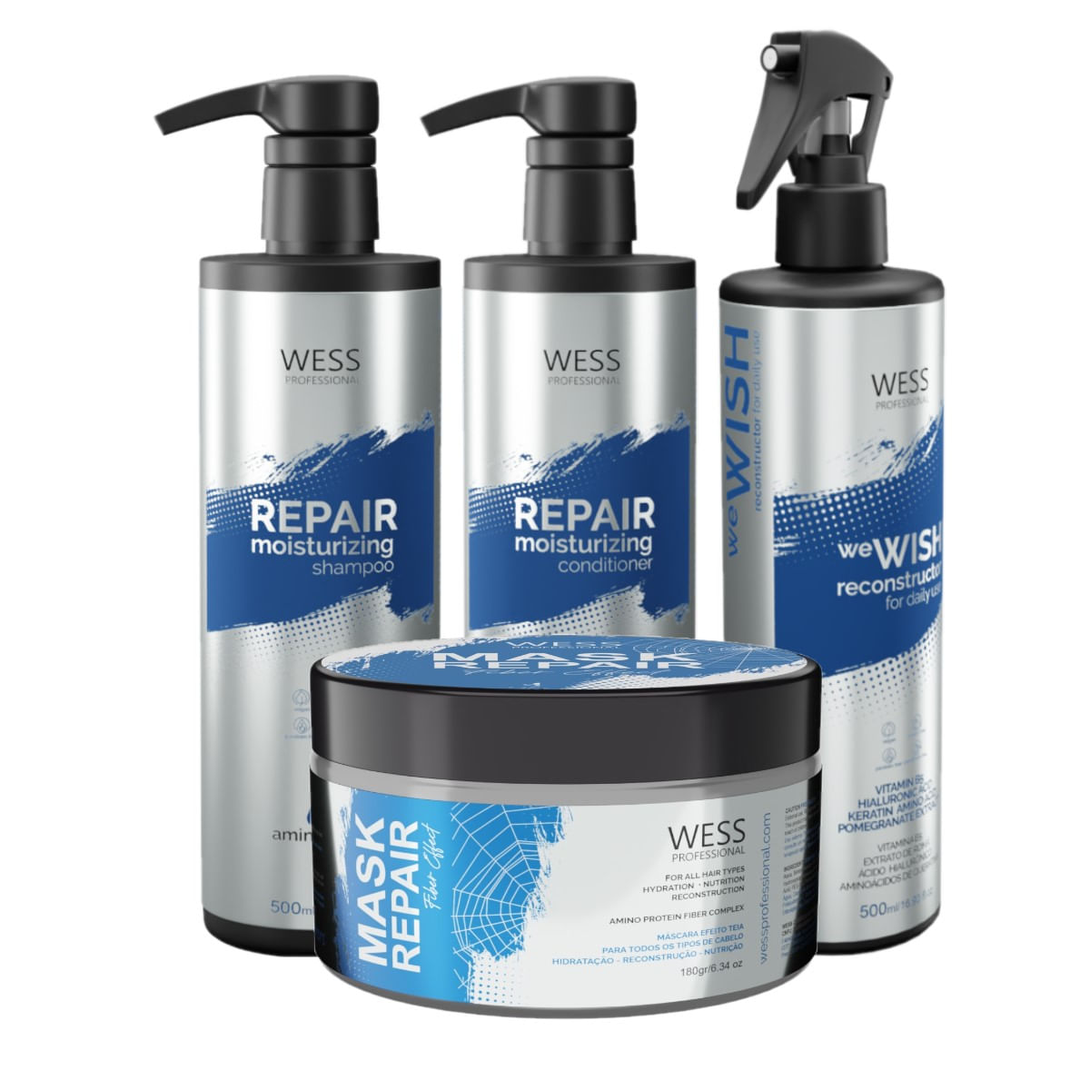 Kit Wess Repair SH 500ml+Cond 500ml+WeWish 500ml+Mask 180g