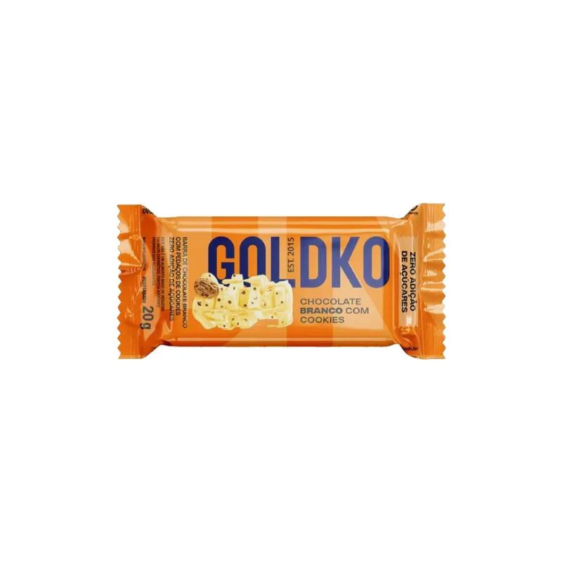 Goldko Chocolate Zero Açúcar Diet 20g Branco com Cookies