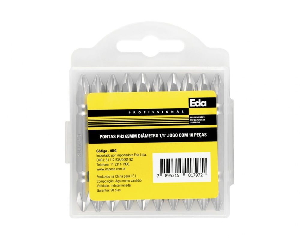 Pontas Duplas Phillips 1/4 065Mm C/10 Pcs Blister
