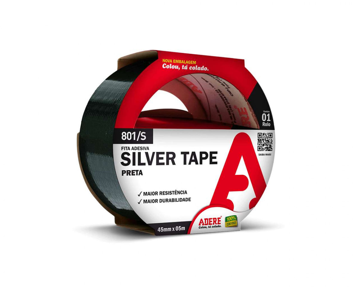 Fita Silver Tape Adere 45Mmx5M Preta 801S Blister