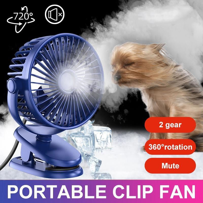Ventilador Mini USB 3 Cores 720 Graus Silencioso para Escritório e Quarto
