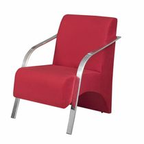 Poltrona Vênus 1 Lugar Braço Alumínio Suede Vermelho.