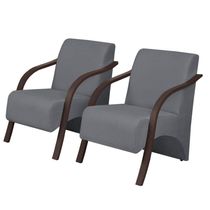 Kit 2 Poltronas Vênus 1 Lugar Pés Madeira Grafite
