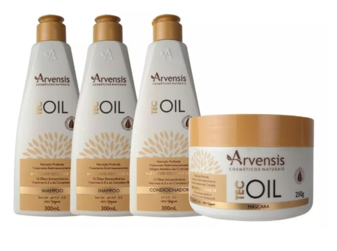 Kit Arvensis Tec Oil 2 Shampoo + 1 Condicionador + 1 Máscara