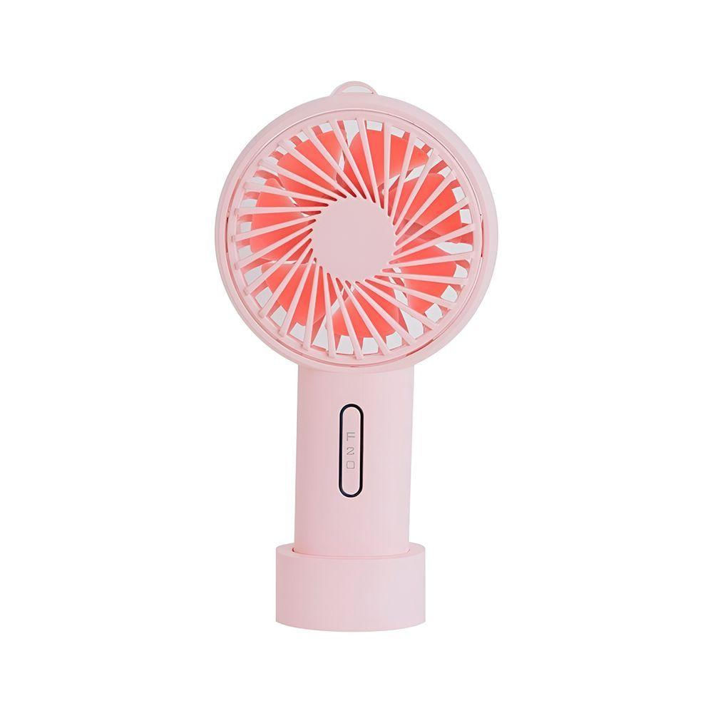 Ventilador Portátil Para Mesa Recarregável Com Base Rosa