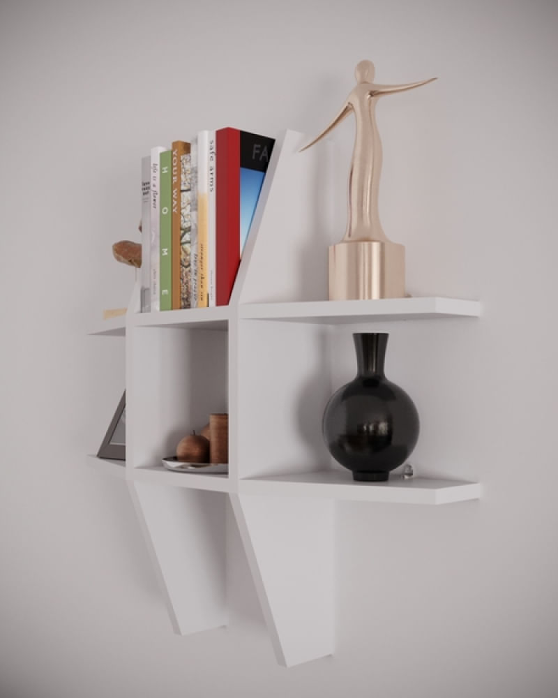 Nicho Escritório Hashtag Branco Sala Decorativa Livros MDF tx