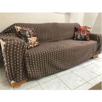 Manta Grande Para Sofá Luxo 2,50x1,80 Tipo Capa Protetora De Sofa 2 E 3 Lugares Gigante 100% Algodão Marrom-branco