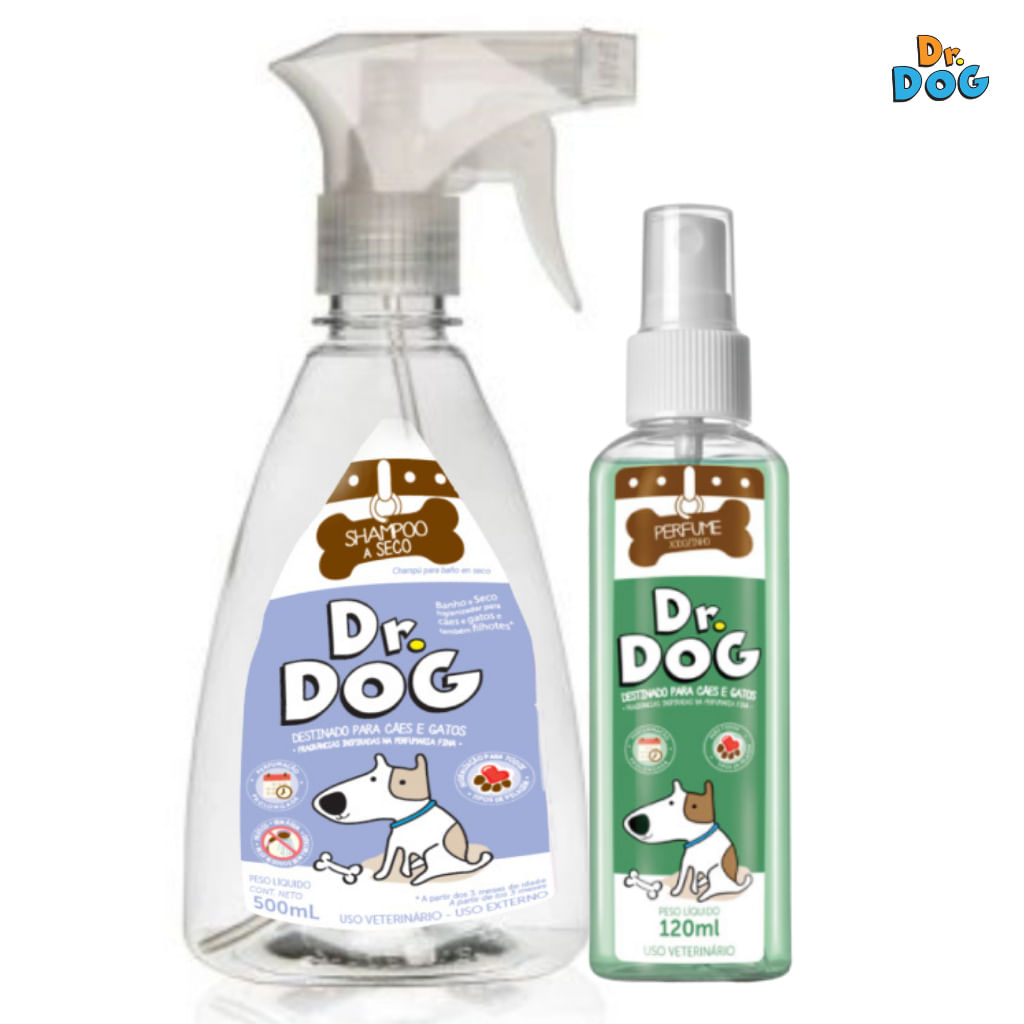 Kit Dr. Dog Banho a seco pet 500ml e perfume Cachorro &amp; Gato120ml FILHOTES