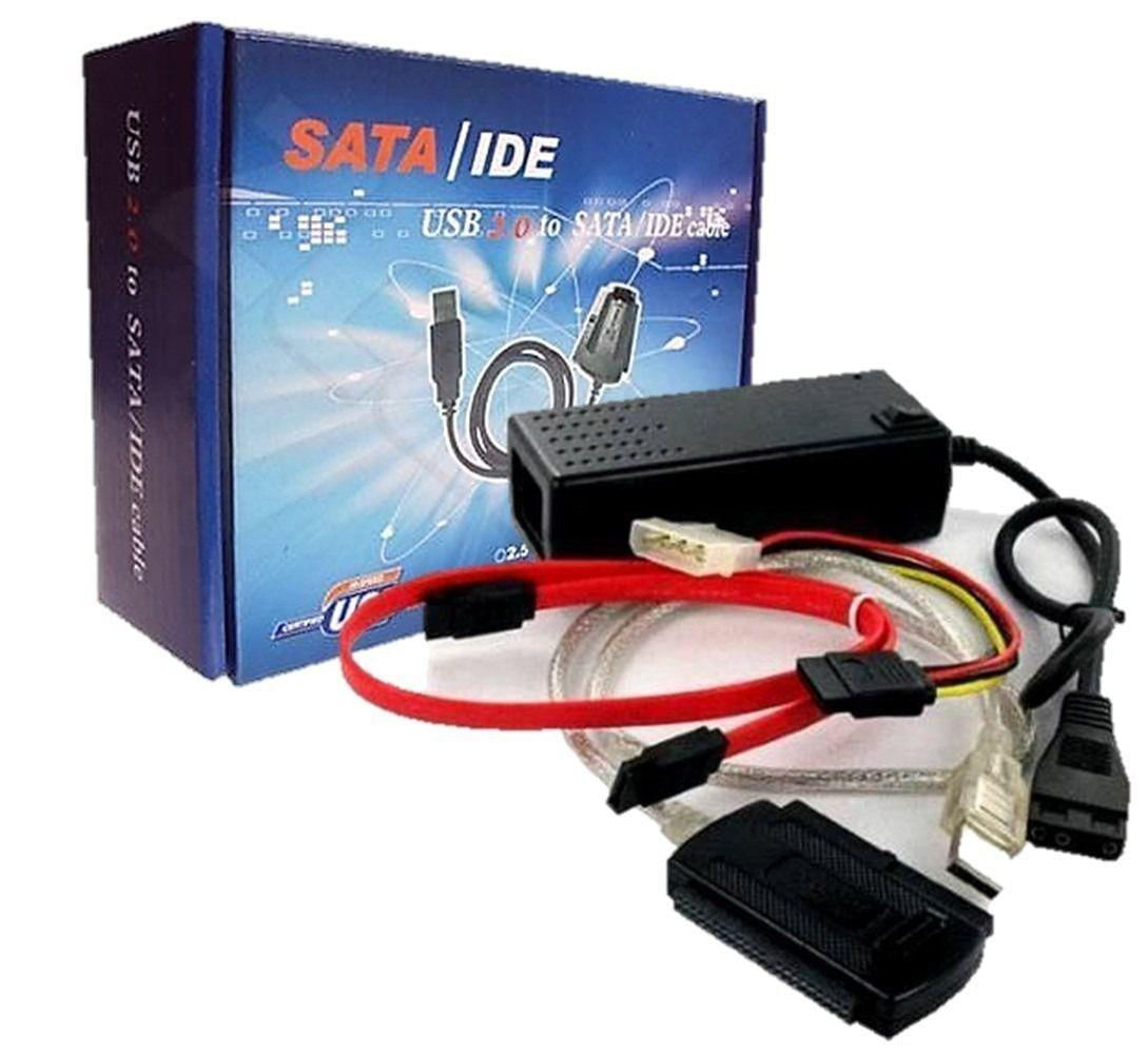 Cabo Adaptador Sata Ide Usb 2.0 Conversor Com Fonte