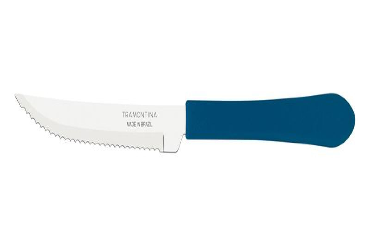 Faca Churrasco Inox 4" Leme Azul Tramontina