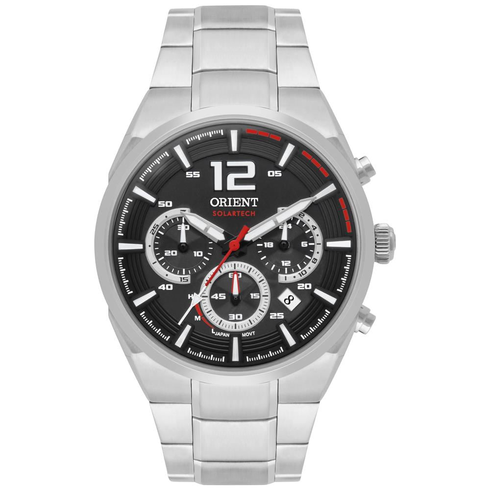 Relógio Orient Masculino Ref: Mbssc257 P2sx Solar Cronógrafo Prateado