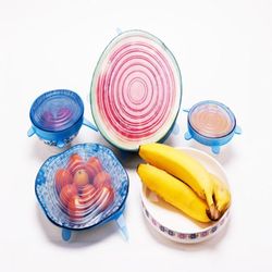 Kit 6 Tampas Ajustaveis Silicone Flexivel Potes Panelas Kit Jogo Latas Tampa Redonda Quadrada