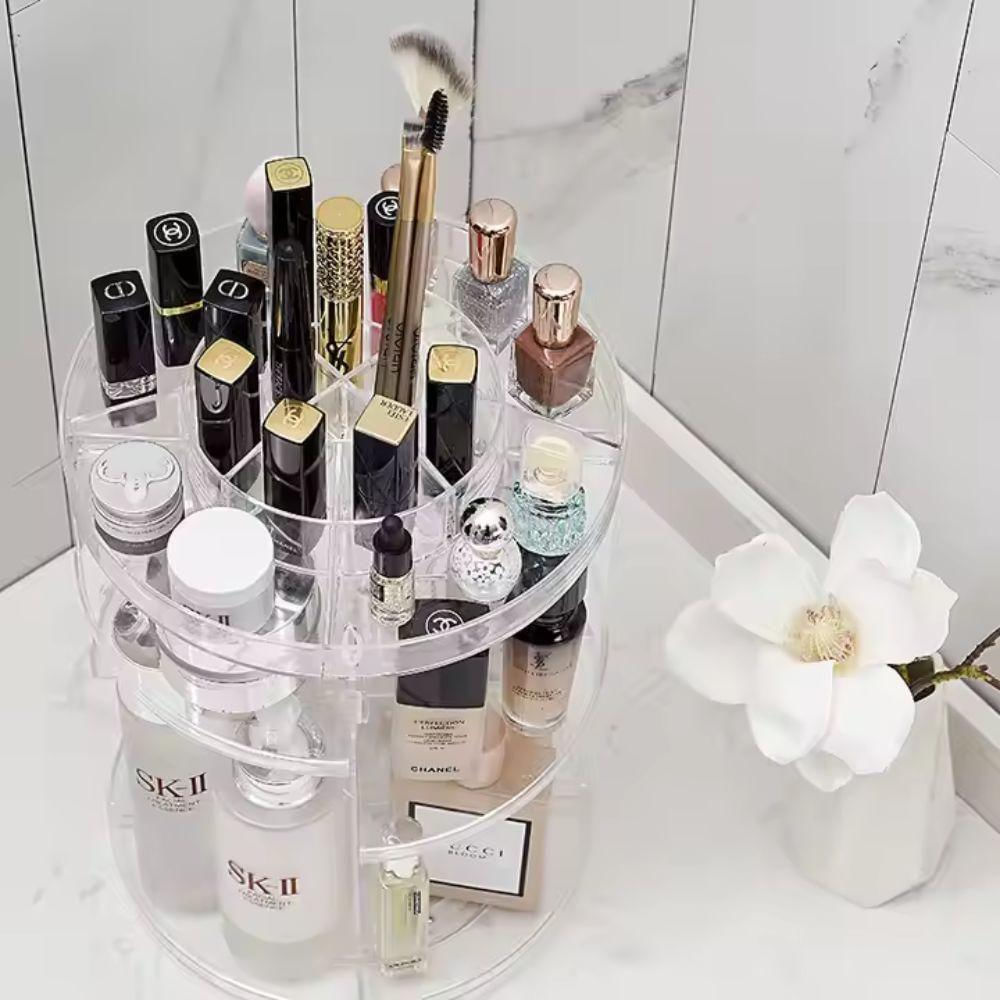 Encontraproduto.com.br - Prateleira Porta Maquiagem 4 Andares Organizador De Cosmeticos Giratorio Perfumes Suporte Acrilico Com Rotacao