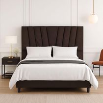Cabeceira Cama Box Queen 160 Cm Vivian Em Corino Com Frame Marrom