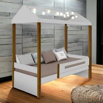 Cama Casa Solteiro Lara Branca Com Led