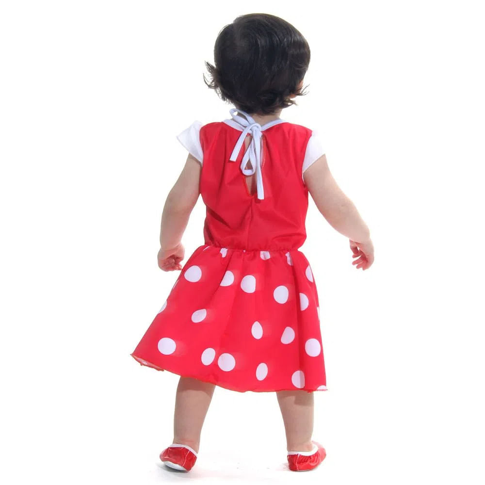 Fantasia Vestido Minnie Bebe Vermelho - Tamanho P (12 meses) - 922014- Sulamericana