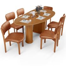 Mesa Para Sala de Jantar Ourense com 06 Cadeiras Sala de Jantar Dara L02 Couríssimo Camel - Lyam Decor
