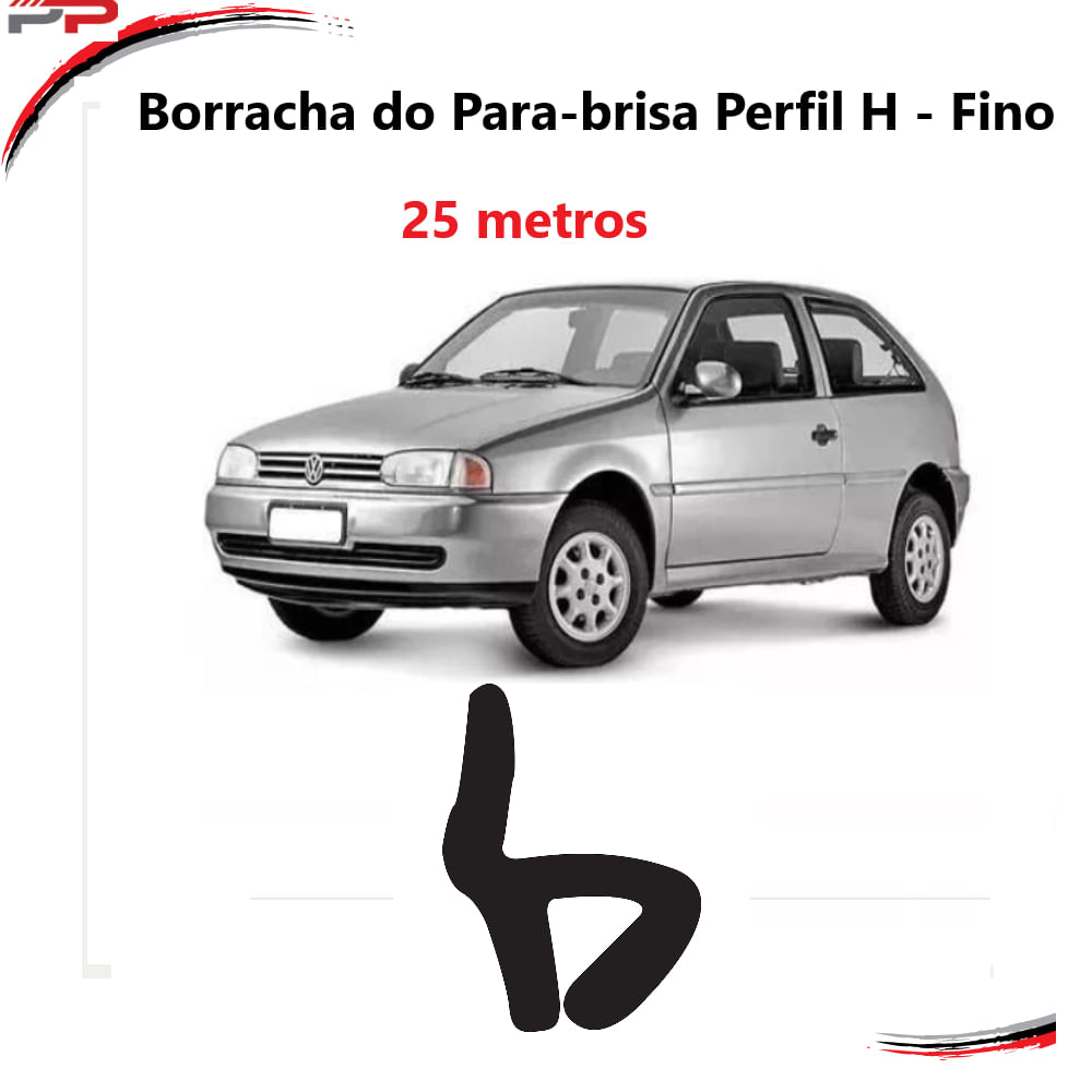 Borracha Do Para-brisa Perfil H Fino Gol  95 A 98 Rolo 25mts