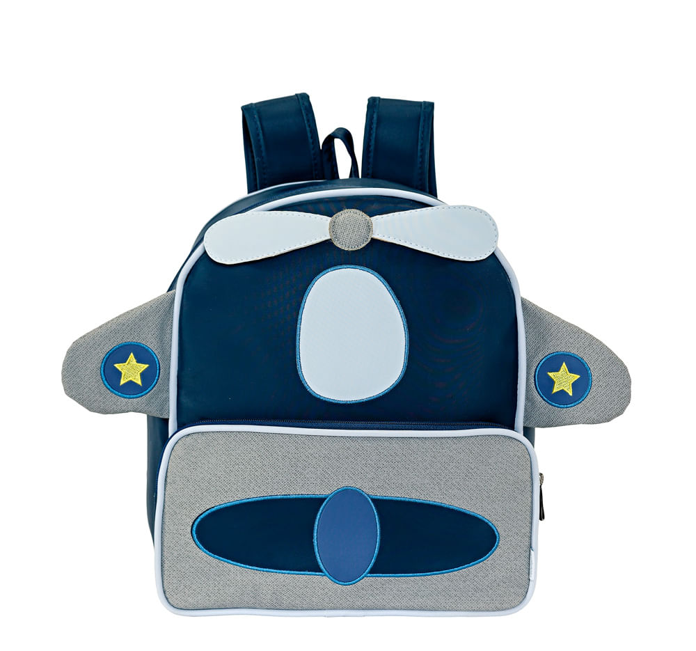 Mochila Divertida Avião Azul - Batistela Baby