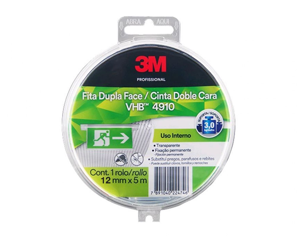 Fita Dupla Face 3M Vhb 12Mmx5M 4910 Blister