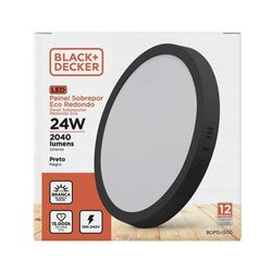 Painel Led Eco Redondo Preto 100-240v 24w 6500k Black + Decker