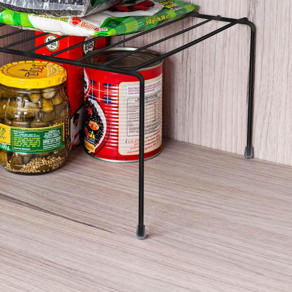 Encontraproduto.com.br - Kit 2 Organizadores de Armário Prateleira Aramada Multiuso Preto 27cm Pequeno Utimil