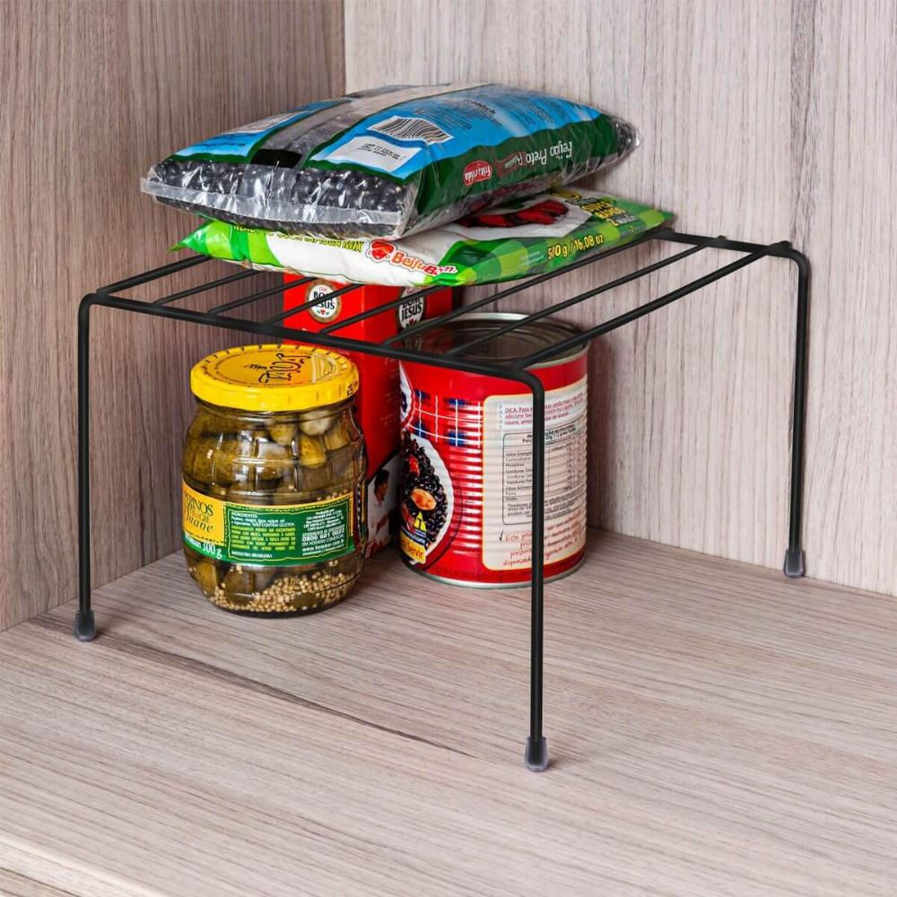 Kit 4 Organizadores de Armário Prateleira Aramada Multiuso Preta 27cm Pequena Utimil