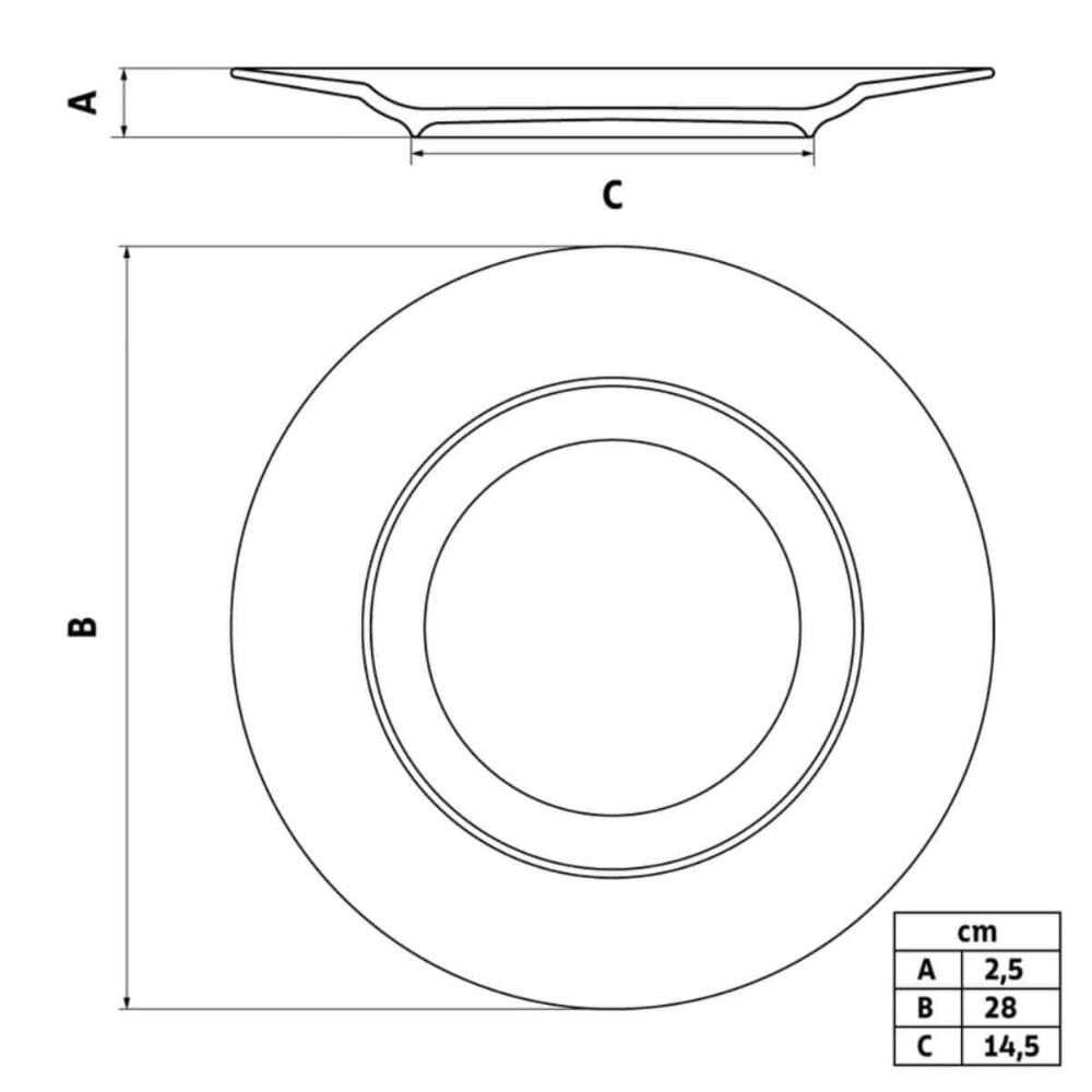 Conjunto 6 Pratos Rasos de Jantar em Porcelana Decorada 25cm Tramontina Lineare Cozinha Mesa Posta