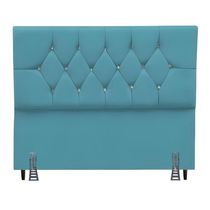 Cabeceira Para Cama Solteiro 90 Cm Camille Com Frame Suede Azul Turquesa