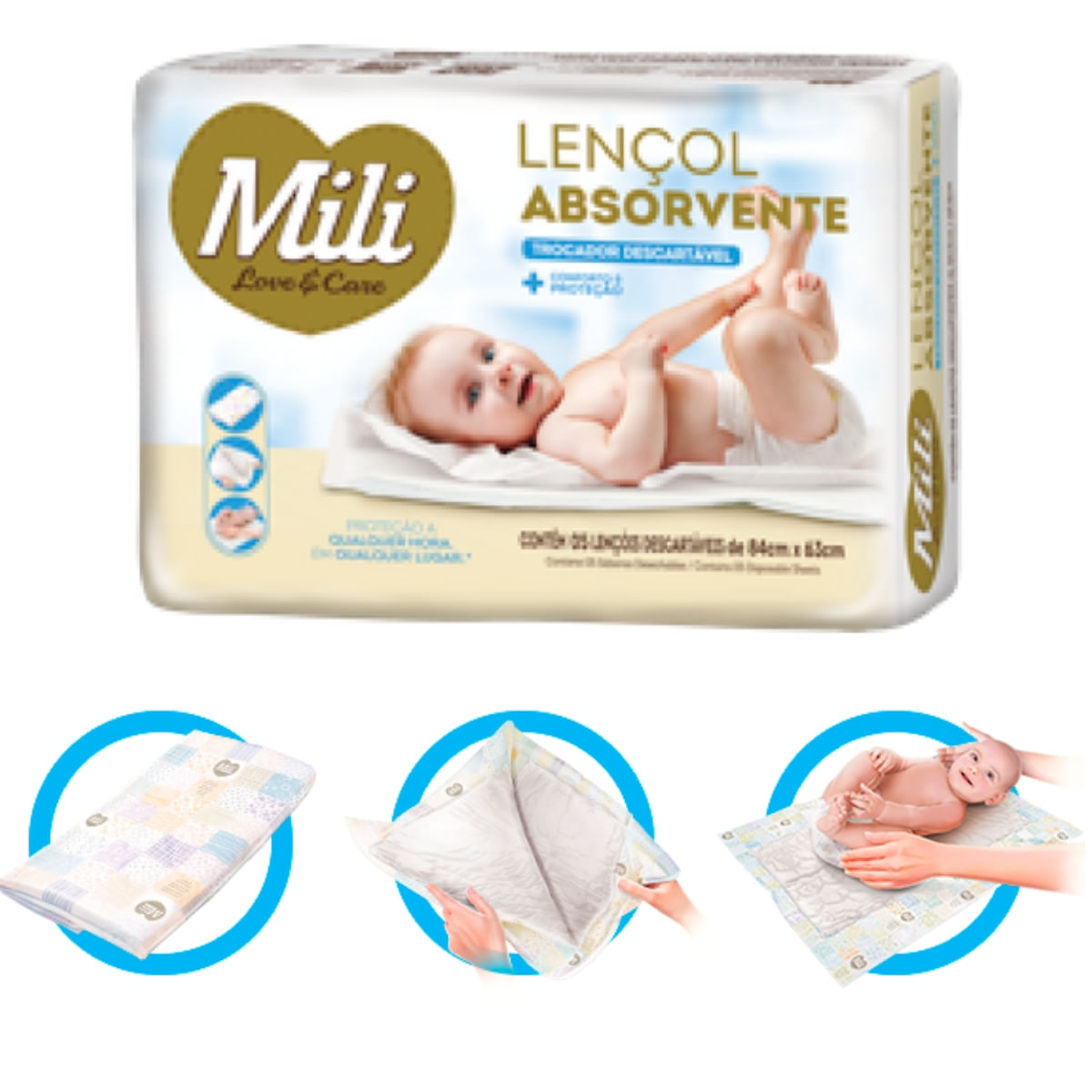 Trocador Descartável Mili  Love&Care 12 Pacotes c/ 5 unidades