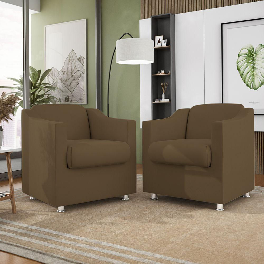 Kit 06 Poltronas Tilla Consultório Recepção Sala Suede Cor:marrom