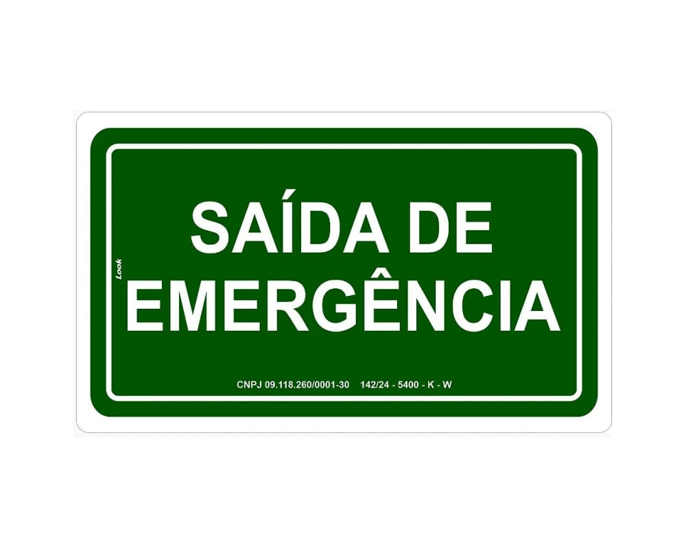 Placa Sinal.Fotoluminescentes Saida Emerg 15X25Cm Ref3006