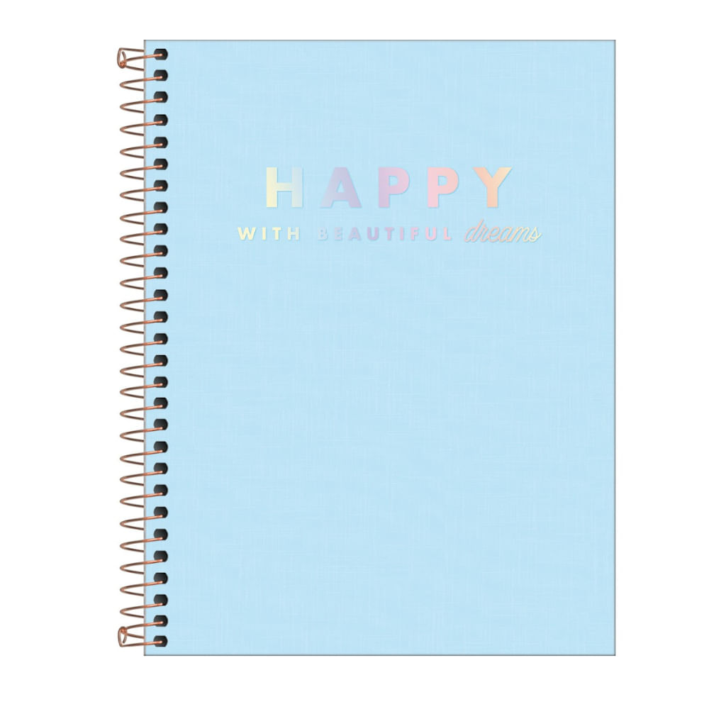 Caderno Colegial Tilibra Espiral 160Fls Happy Azul