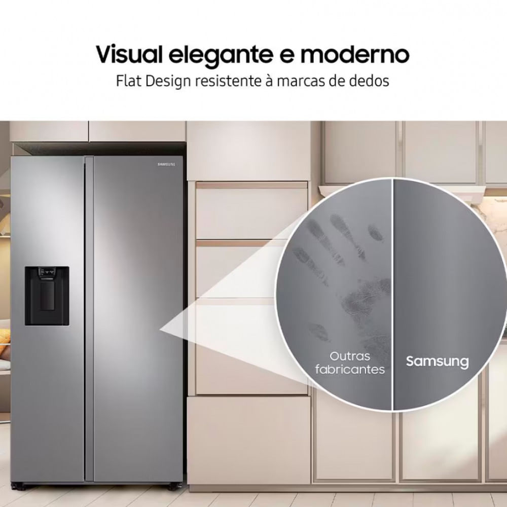 Geladeira Smart Samsung Frost Free French Door RF26 com SpaceMax e All Around Cooling 550L Inox