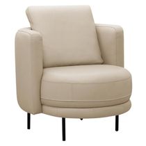Poltrona Decorativa Orgânica Para Sala De Estar Living Belfort L06 Couro Bege - Lyam Decor