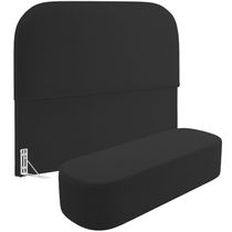 Cabeceira Cama Box King 195cm Lanna com Puff Recamier Doha W01  Bouclê Preto - Lyam Decor