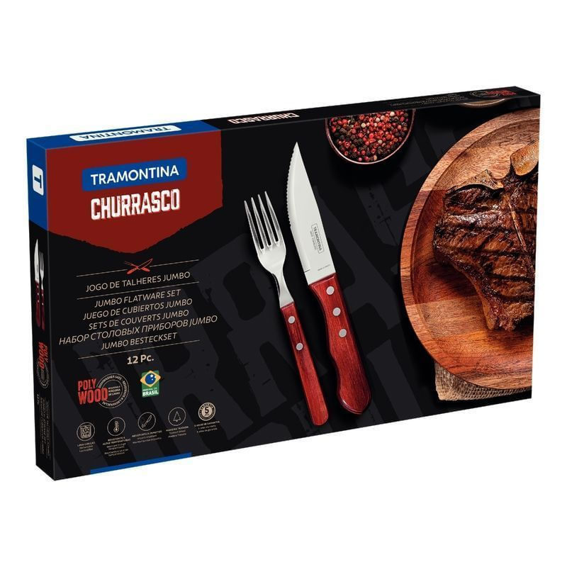 Jogo de Churrasco Jumbo Polywood Vermelho 12 Pçs Tramontina