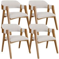 Kit 04 Cadeiras Para Sala de Jantar e Estar Living Estofada Suran L02 Bouclê Cru - Lyam