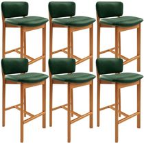 Kit 06 Banquetas Alta Para Cozinha Sala de Jantar Bar Dara L02 Couríssimo Verde Musgo - Lyam Decor
