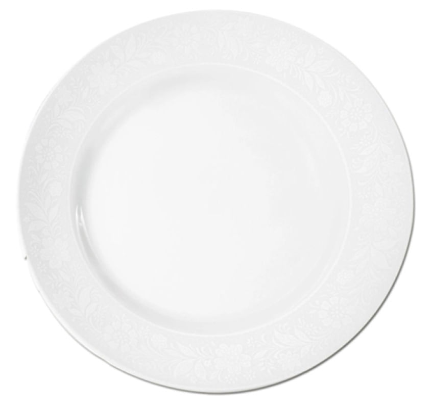 Prato Raso Decorado 27cm Modelo Renda Noiva Porcelana Schmid
