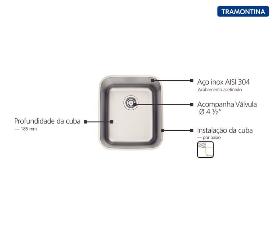 CUBA RETANG ACO INOX 34X40 R6 AC